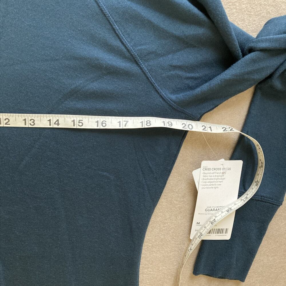 Athleta Criss Cross Sweatshirt Dress Sz M New Navy Cozy Soft Modal Athleisure - Picture 10 of 11